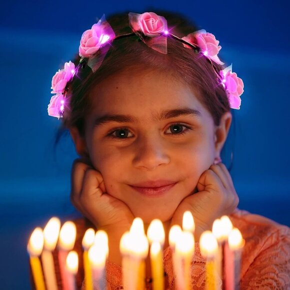 LED Flower Crowns 50 Pcs Colorful Light Up Hair Wreaths for Parties Weddings